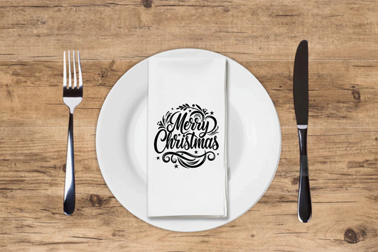 Merry Christmas Disposable Airlaid Buffet / Printed Guest Towel - Pack of 16