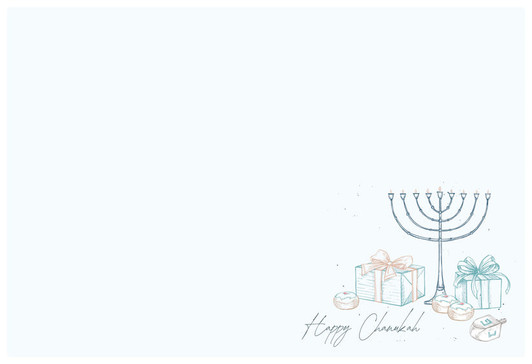 Pastel Drawn Menorah 12.5" x 18.5" Durable Heavyweight Paper Placemat Elegant Table Setting - 24 Count