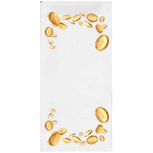 Chanukah Falling Gelt Disposable Airlaid Buffet / Guest Towel - Pack of 16