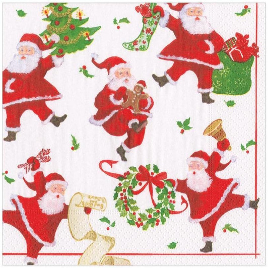 Dancing Santas Disposable Christmas Luncheon Napkins 20ct.