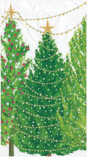 Christmas Tree With Lights Disposable Airlaid Buffet Guest Towel - Pack of 15