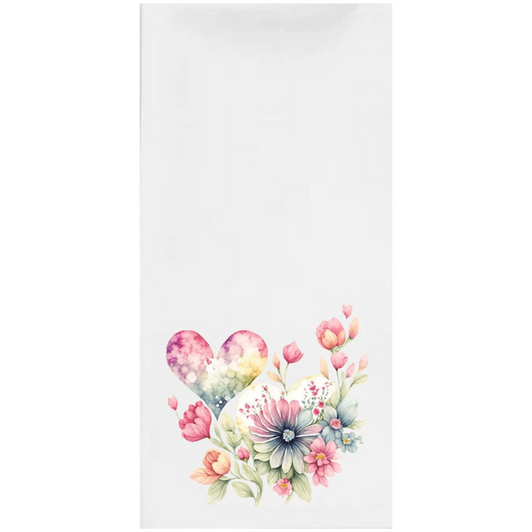 Watercolor Heart Flowers Disposable Airlaid Buffet / Guest Towel - Pack of 16