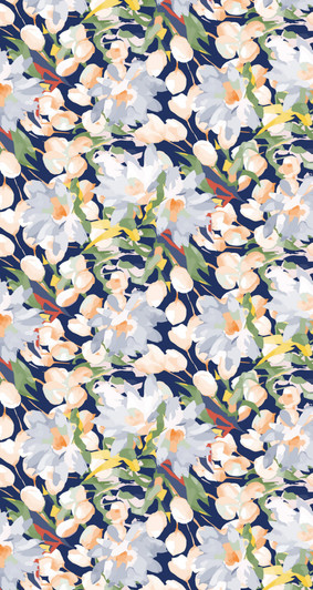 Painted Flowers Navy Disposable Airlaid Buffet / Guest Towel - Pack of 16