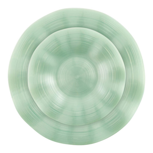Elegant Ribbed Green Pearl Combo 7" & 10" Disposable Plastic Party Plates - Ideal for Parties