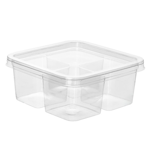 4 sectional square plastic container