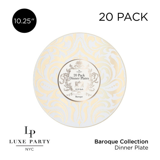 clear and gold baroque dinner plastic plates