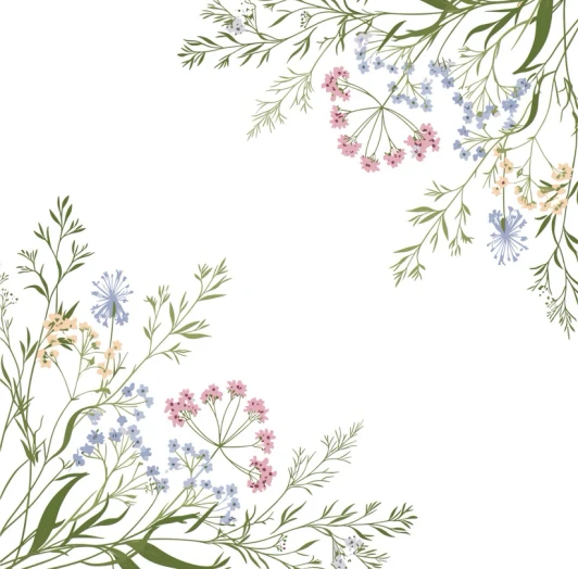 Delicate Wildflower Disposable Airlaid Buffet/Cocktail Napkins, Soft Luxury Linen-Feel Napkins for Parties, Weddings & Events - 20 Pack