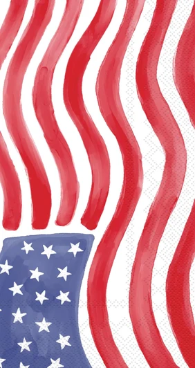 IHR Patriotic Stars & Stripes Stamp July 4th  Paper Guest / Buffet  Napkins for Independence Day, Memorial Day, Summer Entertaining & Holiday Celebrations - 16 Per Package