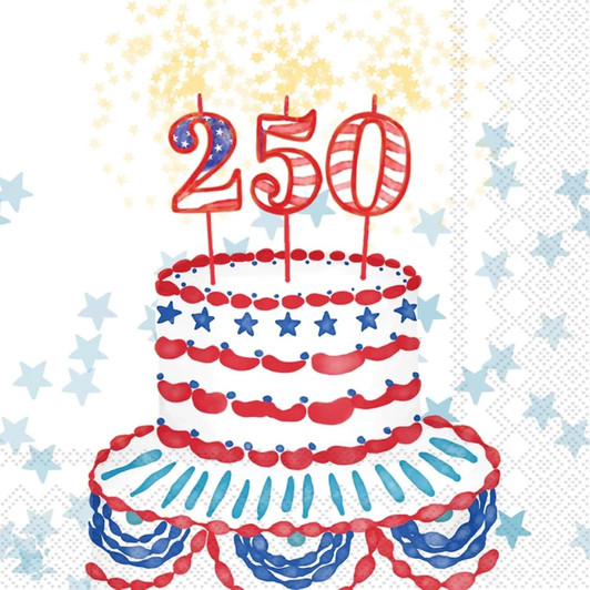 IHR Patriotic White USA 250 July 4th Paper Cocktail / Beverage Napkins for Independence Day, Memorial Day, Summer Entertaining & Holiday Celebrations - 20 Per Package IHR Patriotic White USA 250 July 4th Paper Cocktail / Beverage Napkins for Independence Day, Memorial Day, Summer Entertaining & Holiday Celebrations - 20 Per Package
