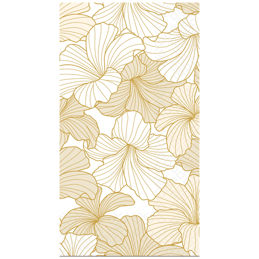 Boston International White Hibiscus Gold Guest Towels, Soft 3-Ply Floral Paper Hand Towels, Decorative Disposable Bathroom Napkins for Parties & Powder Rooms
