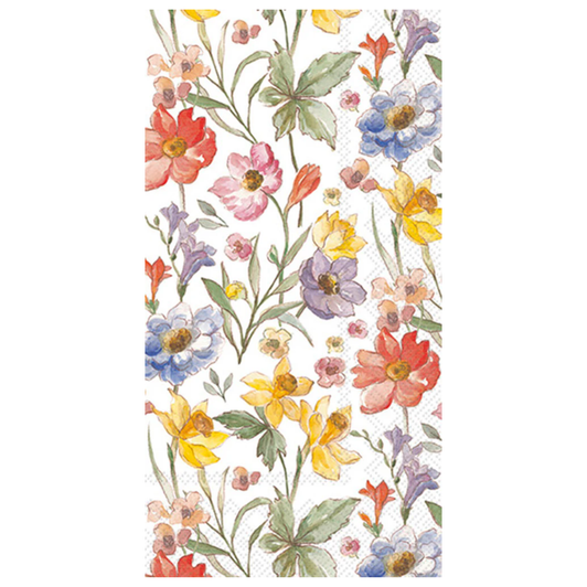 Boston International Soft Flowers Cream Guest Towels, Soft 3-Ply Floral Paper Hand Towels, Decorative Disposable Bathroom Napkins for Powder Rooms & Parties