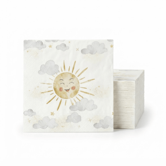 Altoona Design Warm Sun Cocktail Napkins - Premium Airlaid Linen-Feel Disposable Hand Towels for Birthday Party, Baby Shower & Event Decor