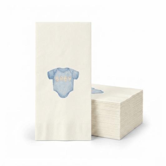 Altoona Design Blue Stretchie Guest Towel Napkins - Premium Airlaid Linen-Feel Disposable Hand Towels for Birthday Party, Baby Shower & Event Decor