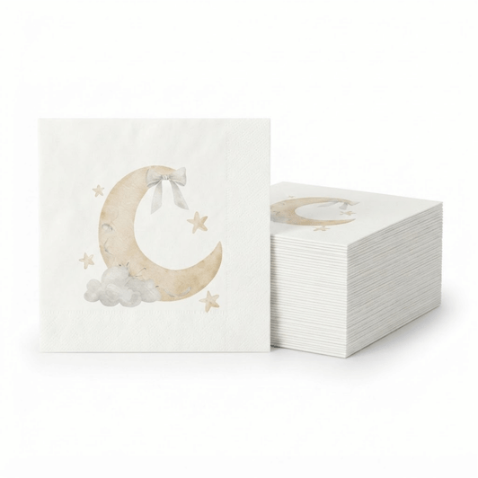 Altoona Design Bow Moon Cocktail Napkins - Premium Airlaid Linen-Feel Disposable Hand Towels for Birthday Party, Baby Shower & Event Decor Altoona Design Bow Moon Cocktail Napkins - Premium Airlaid Linen-Feel Disposable Hand Towels for Birthday Party, Baby Shower & Event Decor