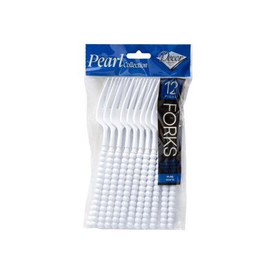 white pearl plastic forks