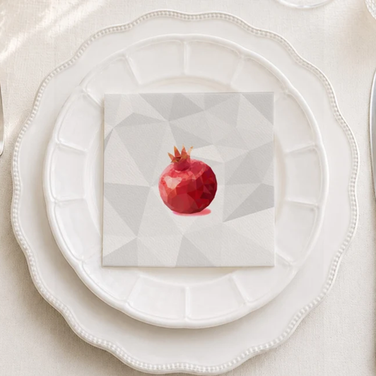 Altoona Design Pixelated Pomegranate Cocktail Napkin Jewish New Year Printed Airlaid Linen-Feel Disposable Hand Towels for Holiday Party Buffet & Dinner