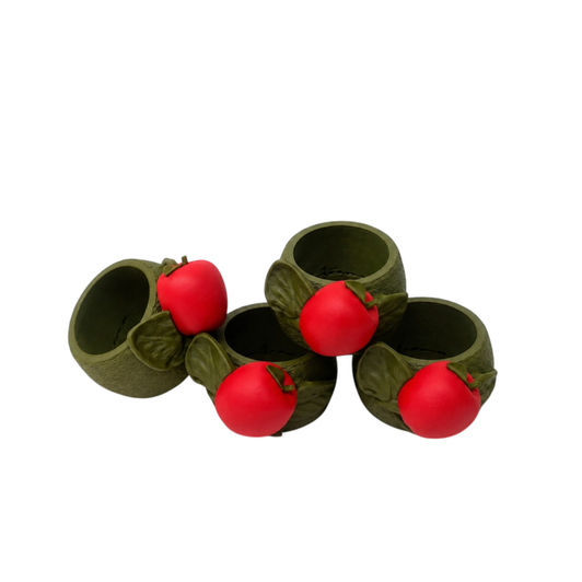 Altoona Design Jewish New Year Harvest Apple Napkin Rings for Rosh Hashanah Table Decor - Elegant Reusable Polylactide Napkin Ring Holders with Apple & Leaf Design, Shatter-Resistant - Set of 4 Altoona Design Jewish New Year Harvest Apple Napkin Rings for Rosh Hashanah Table Decor - Elegant Reusable Polylactide Napkin Ring Holders with Apple & Leaf Design, Shatter-Resistant - Set of 4