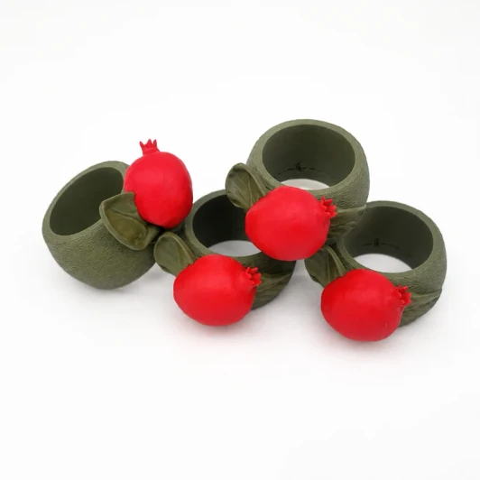 Altoona Design Jewish New Year Harvest Pomegranate Napkin Rings for Rosh Hashanah Table Decor - Elegant Reusable Polylactide Napkin Ring Holders with Apple & Leaf Design, Shatter-Resistant - Set of 4 Altoona Design Jewish New Year Harvest Pomegranate Napkin Rings for Rosh Hashanah Table Decor - Elegant Reusable Polylactide Napkin Ring Holders with Apple & Leaf Design, Shatter-Resistant - Set of 4