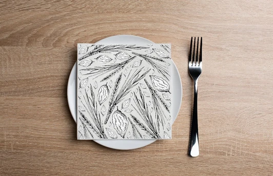 Altoona Design Hand Drawn Lulav & Esrog Cocktail Napkins Printed Airlaid Linen-Feel Disposable Hand Towels for Jewish New Year & Sukkos Holiday Party Buffet & Dinner