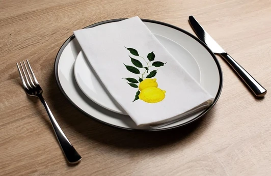 Altoona Design Lemon Leaves Printed Guest Towel Airlaid Linen-Feel Disposable Hand Towels for Jewish New Year & Sukkos Holiday Party Buffet & Dinner