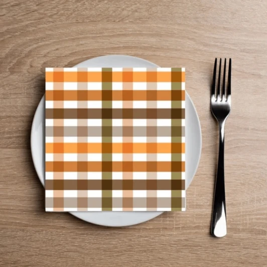 Altoona Design Autumn Gingham Cocktail Napkin Printed Airlaid Linen-Feel Disposable Hand Towels for Thanksgiving Fall Holiday Party Buffet & Dinner(20Pack)