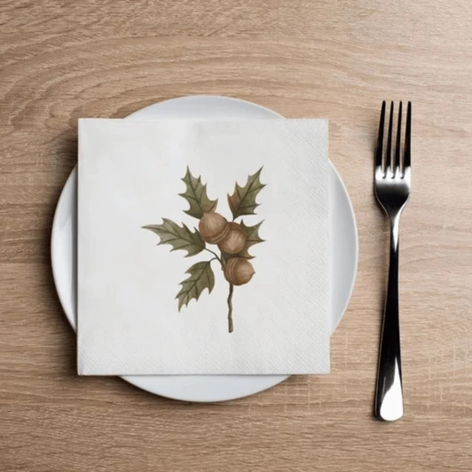 Altoona Design Acorn Cluster Cocktail Napkin Printed Airlaid Linen-Feel Disposable Hand Towels for Thanksgiving Fall Holiday Party Buffet & Dinner(20Pack)
