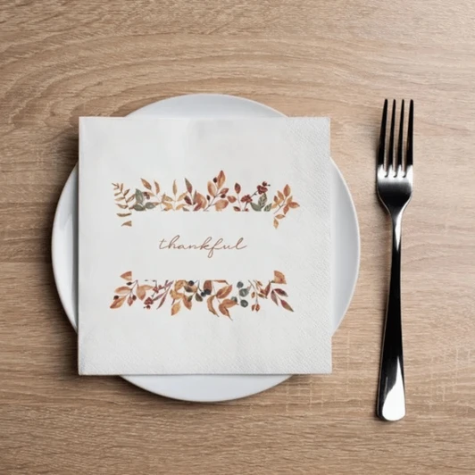 Altoona Design Thankful Frame Cocktail Napkin Printed Airlaid Linen-Feel Disposable Hand Towels for Thanksgiving Fall Holiday Party Buffet & Dinner(20Pack)