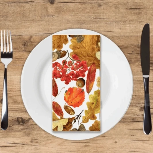 Altoona Design Autumn Foliage Guest Towel Printed Airlaid Linen-Feel Disposable Hand Towels for Thanksgiving Fall Holiday Party Buffet & Dinner(16Pack)