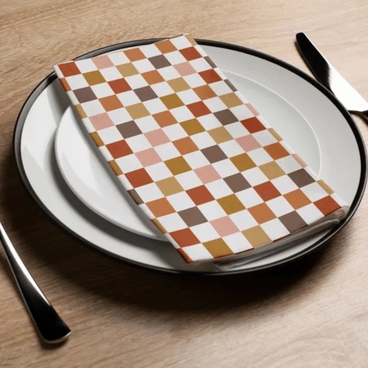 Altoona Design Fall Checkerboard Guest Towel Printed Airlaid Linen-Feel Disposable Hand Towels for Thanksgiving Fall Holiday Party Buffet & Dinner(16Pack)