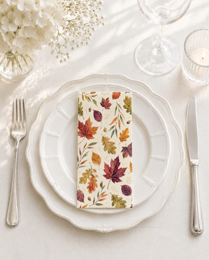 Altoona Design Woodland Splendor Guest Towel Printed Airlaid Linen-Feel Disposable Hand Towels for Thanksgiving Fall Holiday Party Buffet & Dinner(16Pack)
