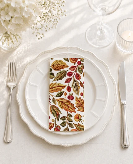 Altoona Design Embroidered Harvest Cocktail Napkin Printed Airlaid Linen-Feel Disposable Hand Towels for Thanksgiving Fall Holiday Party Buffet & Dinner(20Pack)