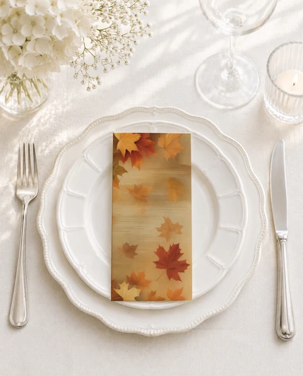 Altoona Design Golden Maple Drift Cocktail Napkin Printed Airlaid Linen-Feel Disposable Hand Towels for Thanksgiving Fall Holiday Party Buffet & Dinner(20Pack)