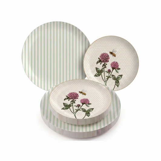 Earthtrends Sweet Life Design 8" x 10" Paper Dinner and Salad Plastic Party Plate