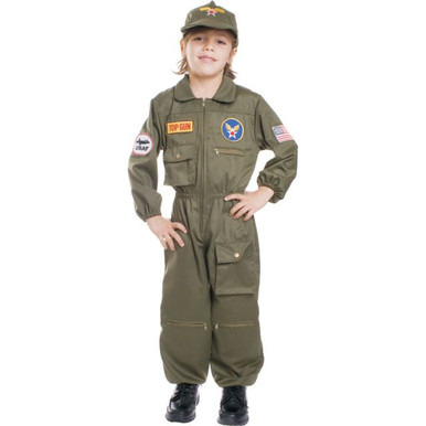 Women`s Pilot Costume Ladies Aviator Military Flight Suit Fancy Dress Top  Gun