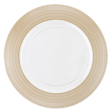 Clear w/ Gold Textured Plastic Chargers 13 4ct.