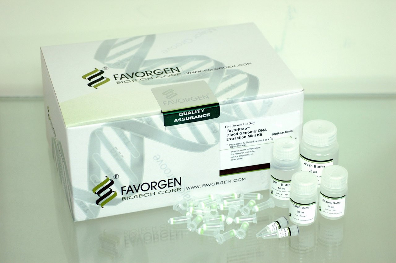 Favorgen Blood Genomic DNA Extraction Mini Kit (50 prep), (With Proteinase K Powder, for wide applications and simple procedure)