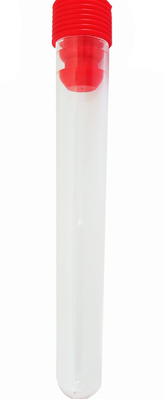 15 X 100 mm Test Tubes Plastic (PS) with Red Caps, 25 Pack