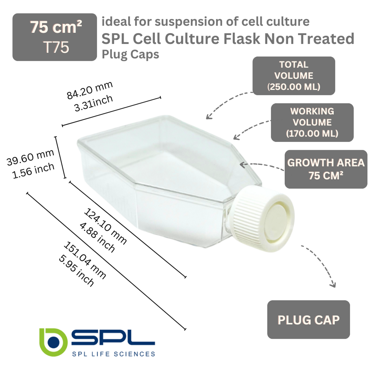 SPL Cell Culture Flask 75 cm2 (T75) Plug Ca