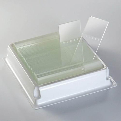 Microscope Slides, Diamond White Glass, 25 x 75mm, 90° Ground Edges, WHITE Frosted