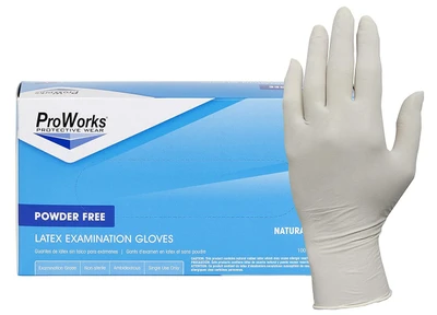 ProWorks® Medium Latex Exam Grade Powder-Free Gloves