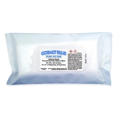 Cobalt Blue® 70% IPA Sterile Wipes, Poly-cellulose, 9″ x 12″