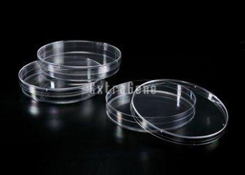 Extragene Petri Dishes, 150 x 15mm, beveled stacking rings, Sterile, Clear