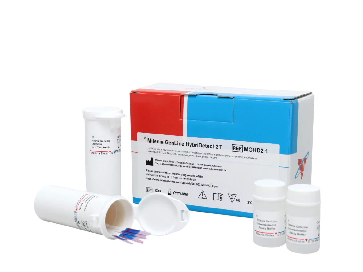 Milenia HybriDetect 2T Kit Box and Dipsticks