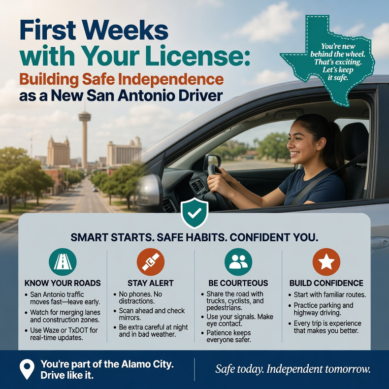 First Weeks with Your License: Building Safe Independence as a New San Antonio Driver