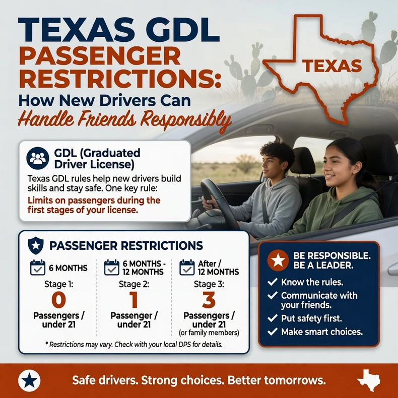 Texas GDL Passenger Restrictions: How New Drivers Can Handle Friends Responsibly