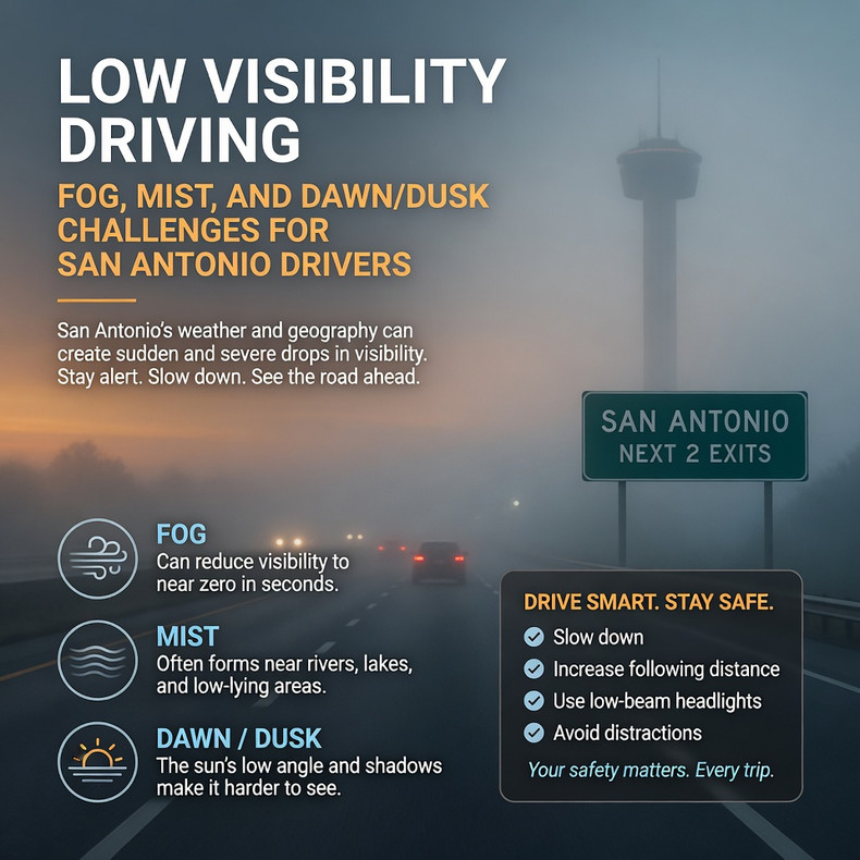 Low Visibility Driving: Fog, Mist, and Dawn/Dusk Challenges for San Antonio Drivers