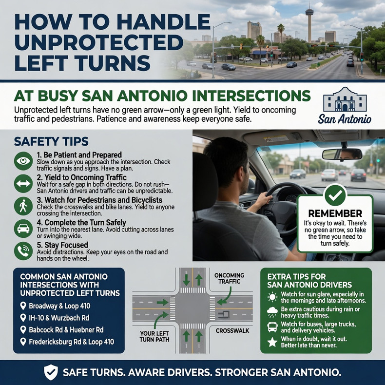 How to Handle Unprotected Left Turns at Busy San Antonio Intersections