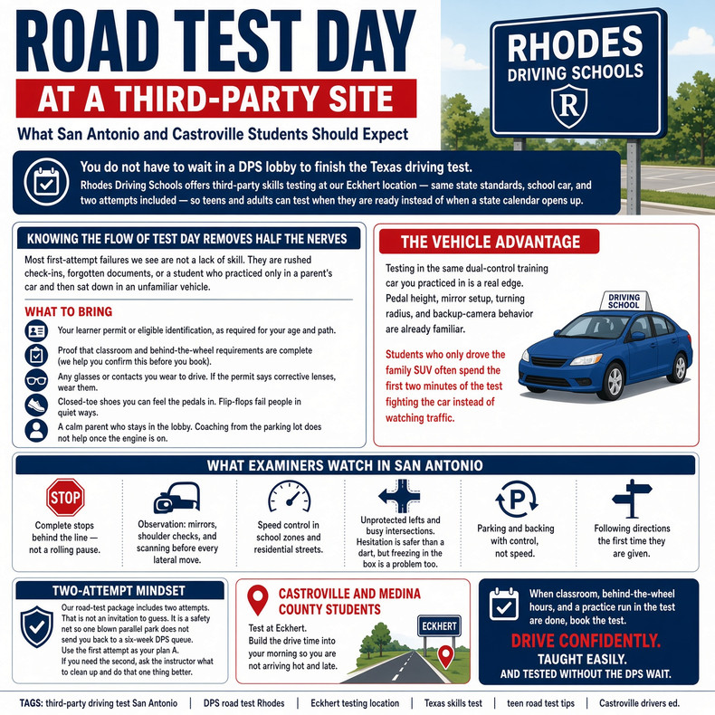 Road Test Day at a Third-Party Site: What San Antonio and Castroville Students Should Expect
