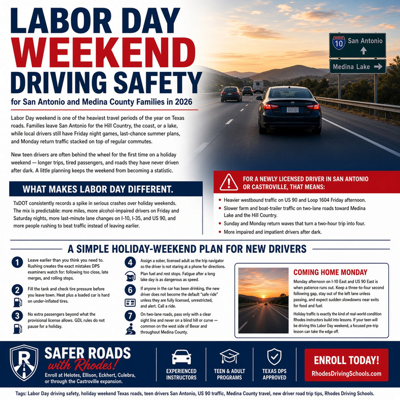 Labor Day Weekend Driving Safety for San Antonio and Medina County Families in 2026