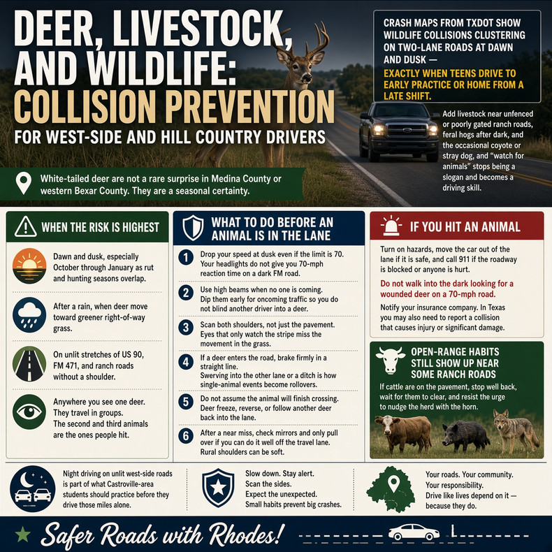 Deer, Livestock, and Wildlife: Collision Prevention for West-Side and Hill Country Drivers